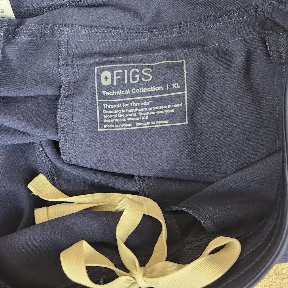 Figs Axim Mens XL Blue 7 Pockets Medical Scrub Pants Athletic Waistband Drawcord